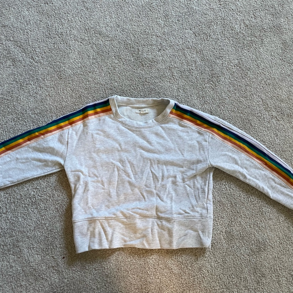Madewell crop striped sleeve sweatshirt